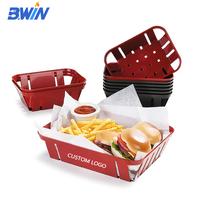 Rechthoekige plastic serveermand voor friet, chips, hamburger, fruitopslag - voor picknicks en delicatessen