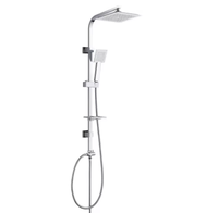 Ensemble de douche de salle de bain en acier inoxydable chromé poli avec robinet électrique, pommeau de douche à effet pluie doux, douchette à main et commande monocommande coulissante
