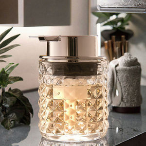 호텔 및 가정 욕실 장식을위한 새로운 스타일 평면 크리스탈 유리 액체 비누 디스펜서 손 소독제 병 - Product Image 3