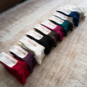 Calcetines de Algodón Orgánico Jacquard, Transpirables, Antibacterianos, Desodorantes, para Hombre y Mujer, de Punto Grueso, Estilo Retro Juvenil - Product Image 2