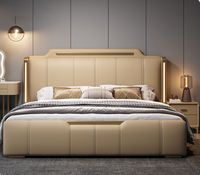Cadre de lit réglable en cuir moderne de luxe avec rangement, mobilier de chambre personnalisable, lit double doux et imperméable – Vente en gros