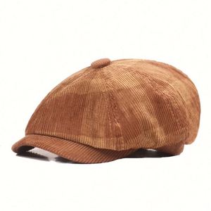 Boina Octogonal Estilo Británico de Pana de 8 Paneles para Primavera, Otoño e Invierno, Gorra Newsboy Literaria Juvenil para Hombres y Mujeres, Moda y Vestir - Product Image 5