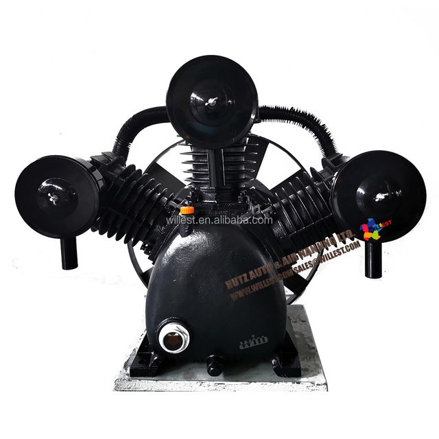 Fiac Style Reciprocating Piston Compressor Parts WILLEST 15hp 3-cylinder Belt Drive Bare Pump BWIII150F 8 bar Cast Iron air Head