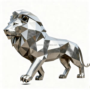 Scultura di Leone in Acciaio Inossidabile Geometrica Personalizzata Decorazione per Zoo e Musei (Servizio OEM/ODM) - Product Image 6