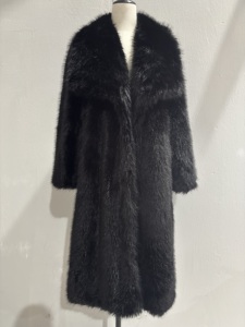 Manteau long en fausse fourrure pour femme, noir, extra long, manteau d'hiver chaud, veste en fourrure végétalienne, fournisseur en gros OEM - Product Image 6