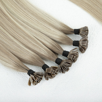 Extensions de cheveux humains à pointes plates, 100% naturels, double tirage, cuticules alignées, avec mèches (couleur claire)