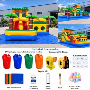 Combo Inflable Tropical Comercial con Tobogán, Pista de Jungla de PVC de 15 pies para Negocios de Alquiler - Product Image 2