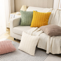 Housse de coussin carrée en velours côtelé rayé vert sauge 18x18 pouces, décoration rustique de ferme, style bohème, décoration de la maison, coussin décoratif pour canapé