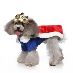 2021 lustige Halloween Hund Kleidung Großhandel Coslplay König Hund Kostüm für Kleine und Mittelgroße Hunde
