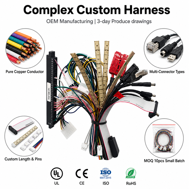 OEM Flexible Copper PVC Insulated Multi Pin JST Connector Customized Cable Assembly Wiring Harness for Industrial Equipment