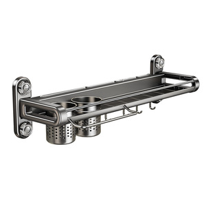 Wall Mounted Kitchen Spice Rack Rectangle Multifunction Knife Chopstick Holder No Drill Suction Cup Storage Organizer - Product Image 4