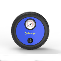 2025 New Design Circular 12V Mini Air Compressor Portable Tire Inflator Tire Pressure Monitor 25L/min Emergency Light Aluminium