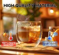 Gobelet fait à la main en verre à double paroi en borosilicate, 1 pièce, 2 pièces, 4 pièces, 250ml