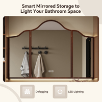 Miroir intelligent rétro en noyer pour salle de bain, meuble de toilette haut de gamme, design écologique, résistant à l'eau, style classique pour salles de bain modernes