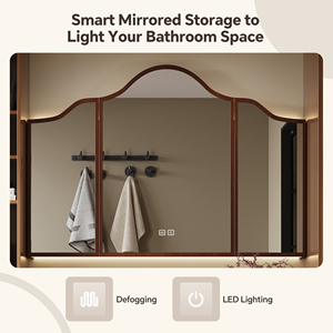 Espejo Inteligente Retro de Nogal <span class=keywords><strong>para</strong></span> <span class=keywords><strong>Baño</strong></span>, Mueble de <span class=keywords><strong>Diseño</strong></span> Premium, Ecológico, Resistente al Agua, Estilo Clásico <span class=keywords><strong>para</strong></span> Baños Modernos - Product Image 4