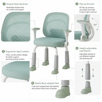 Chaise d'étude pour enfants sur le thème du panda avec repose-pieds, accoudoirs rabattables, dossier en maille réglable en hauteur pour la maison, l'école et la crèche