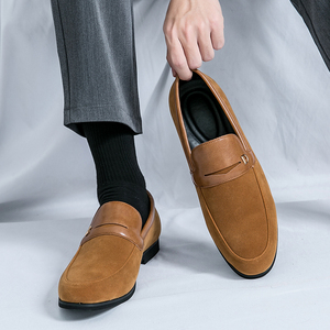Chaussures habillées pointues à enfiler, dernier cri, en daim et similicuir PU, couleur unie, pour hommes - Product Image 5