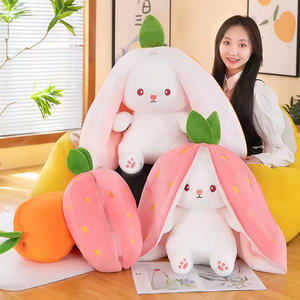 Cute Cotton Cosplay Strawberry Carrot Rabbit Plush <b>Toys</b> Creative Fruit-Transformed Baby Bunny <b>Stuffed</b> Dolls for Kids - Product Image 2
