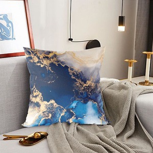 Motif marbre jeter taies d'oreiller housses de coussin <span class=keywords><strong>or</strong></span> et bleu housse de coussin pour canapé-lit canapé décorations pour la maison - Product Image 4