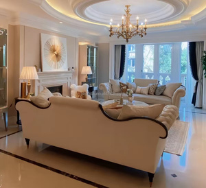 Francés antiguo Beige sofá Palacio clásico tallado a <span class=keywords><strong>mano</strong></span> 1 <span class=keywords><strong>2</strong></span> 3 combinación Beige terciopelo sofá conjunto muebles sala de estar sofá - Product Image 3