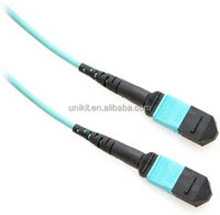 Kabel Patch MPO OM3 12 Core Berkualitas Tinggi, Kustomisasi Pabrik, MPO(female)-MPO(female), OM3 50/125 Bulat 3.0mm LSZH Tipe B
