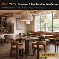 Meubles de restaurant en bois commerciaux, banquettes, table et chaises, ensemble moderne pour café, hôtel, design personnalisé