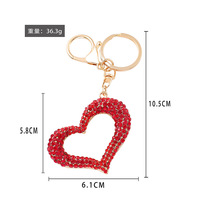 Porte-clés Cœur Diamant Créatif en Alliage de Zinc Luxe Léger, Pendentif de Sac, Cadeau Promotionnel pour Couple, Idéal pour l'Export