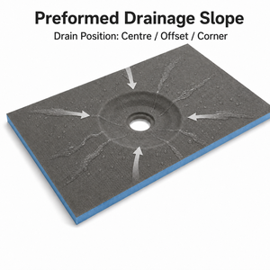 Receveur <span class=keywords><strong>de</strong></span> <span class=keywords><strong>douche</strong></span> XPS étanche prêt à poser carrelable 900x900, pente préformée 2%, ouverture <span class=keywords><strong>de</strong></span> drain personnalisée, salle <span class=keywords><strong>de</strong></span> bain contemporaine - Product Image 6