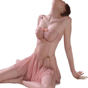 Vente en gros de pyjamas en satin de style floral, sous-vêtements en satin, lingerie sexy transparente pour femmes matures, lingerie asiatique pour femmes - Product Image 4