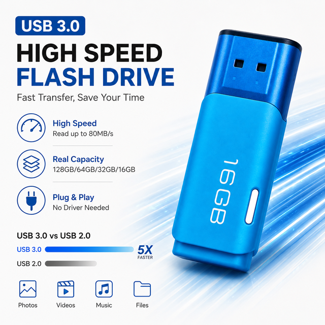 Wholesale Custom logo 64GB 128GB 32GB 16GB High Speed Memory Stick Disk Cle Thumb Pen Drive Real Capacity USB 3.0 Flash Drive