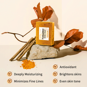 Jabón de Cúrcuma y Jengibre <span class=keywords><strong>para</strong></span> Eliminar Manchas Oscuras, Jabón Facial Orgánico Natural de Cúrcuma, Jabón Vegano de Cúrcuma, Limón y Ácido Kójico - Product Image 4