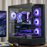 Lan Pro Multi Sided Quick Release Design MicroATX Mid Tower Steel PC Case Glass Side Panel Audio Front Ports New Gaming Computer