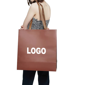 Customized Logo Size Design Luxury Paper <b>Bag</b> Gift <b>Packaging</b> <b>Bag</b> Beige Shopping Paper <b>Bag</b> With Ribbon Handle - Product Image 6