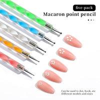 Stylo à pointillage 2 voies pour Art des ongles, 5 pièces, peinture sur Gel UV, accessoire de manucure, pour Salon de beauté