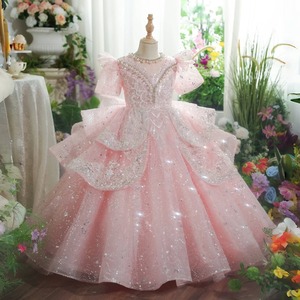 Abito da principessa rosa lungo stile straniero francese <span class=keywords><strong>per</strong></span> le ragazze piccolo ospite spettacolo vestito da passerella con gonna lunga <span class=keywords><strong>per</strong></span> il compleanno - Product Image 3
