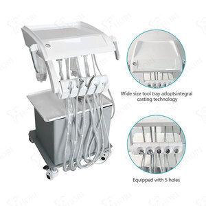 รถเข็นทันตกรรมเคลื่อนที่แบบ OEM พร้อมปั๊มลม โต๊ะทำงานไฟฟ้าแบบพกพาสำหรับอุปกรณ์ทำความสะอาดและอุดฟัน - Product Image 1