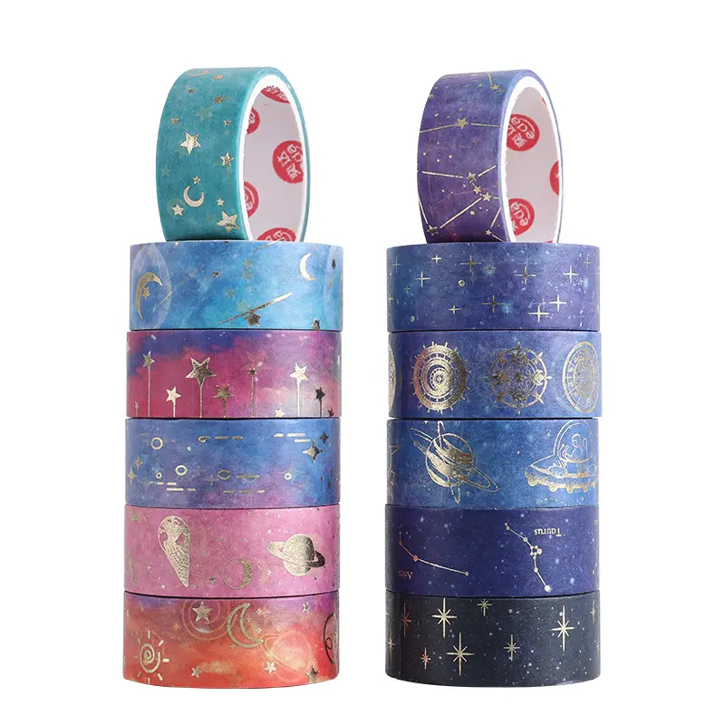 Benutzer definierte machen perforierte Folie gedruckt Planer Papier Silber Gold Folie Band Set japanische Dekoration Journal Washi Tape