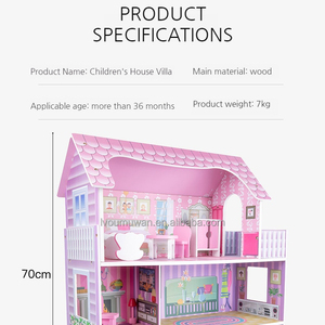 2024 Lvou Meisje Kinderen Speelgoed 3 Lagen Poppen Housee Houten Groter Roze Groot Houten Poppenhuis Doen Alsof Spelen Rollenspel Voor Kinderen
