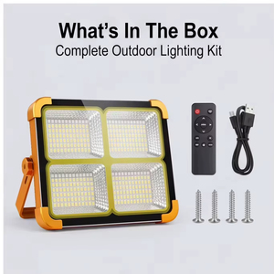 Outdoor Garden Rechargeable Solar LED Flood <b>Lights</b> 4-Lamp Head IP66 Rated <b>Remote</b> Control Waterproof ABS Portable Camping <b>light</b> - Product Image 5
