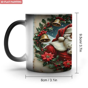 Frosted Black 11oz <b>Ceramic</b> <b>Mug</b> Color Changing Magic Cup Christmas Santa Design 2D Flat Painting - Product Image 1