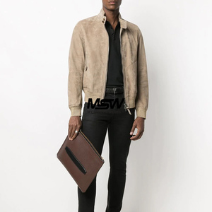 Veste en cuir suédé vintage pour homme, avec logo personnalisé, fermeture éclair, de haute qualité, prix de gros, meilleur matériau - Product Image 2