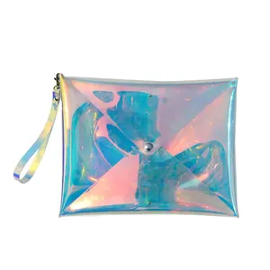 Bolsa de maquillaje de pvc transparente, bolsa de cosméticos con solapa personalizada, regalo, joyería, maquillaje