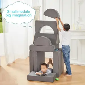 Canapé modulaire créatif pour enfants Ensemble de jeu imaginatif de 10 pièces Canapé de jeu pour chambre et salle de jeux pour enfants