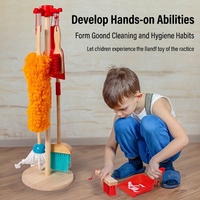 Juego de Limpieza de Madera Montessori para Niños, Juego de Imitación con Escoba y Mopa, Kit de Actividades Educativas de Simulación para el Hogar