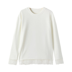 <span class=keywords><strong>T</strong></span>-<span class=keywords><strong>shirt</strong></span> à manches longues en velours épais avec patchwork de dentelle pour <span class=keywords><strong>femme</strong></span>, coupe ample amincissante, chemise intérieure, chemisier - Product Image 5