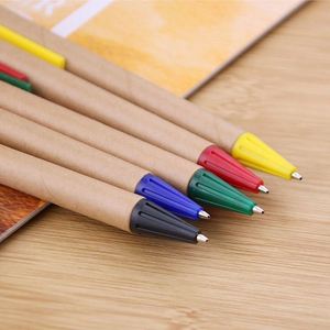 Stylos à bille personnalisés rétractables écologiques en papier kraft, stylo à bille noir avec clip en plastique pour la promotion - Product Image 4