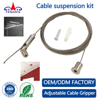 Kit de câble de suspension de sécurité personnalisable FENGMIN, câble en acier nickelé réglable avec pince de plafond pivotante pour intérieur/extérieur