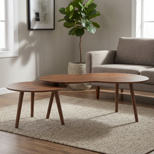 Mesa de Centro Moderna con Mesa Auxiliar de Madera de Caucho Sólido, Muebles de Alta Calidad para Sala de Estar - Product Image 2