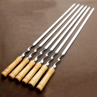 BBF55 Pabrik Langsung OEM Tusuk Sate BBQ 55CM Harga Terjangkau Bahan Stainless Steel Dengan Garpu BBQ