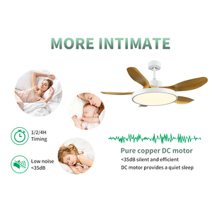 Ventilador de Techo LED para Hoteles con Techo Alto, Diseño Marrón, Motor de CC, 5 Aspas, Control Remoto, 6 Velocidades, Regulable, Moderno - Product Image 4